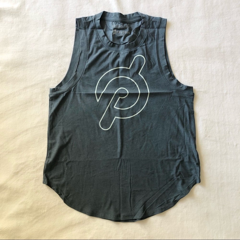 NEW Beyond Yoga x PELOTON Slate Blue Logo Tank Top XS
